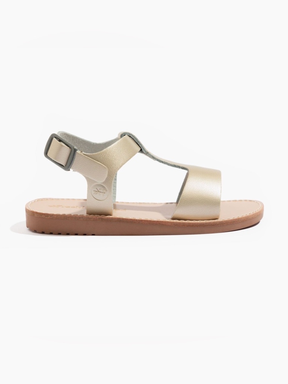Freshly Picked Malibu II Platinum Gold T-Strap Toddler Sandal size 5 toddler